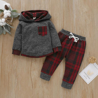 

Baby Boy Girl Infant Clothes Autumn Winter Hooded TopsPants 2PCS Set Outfits