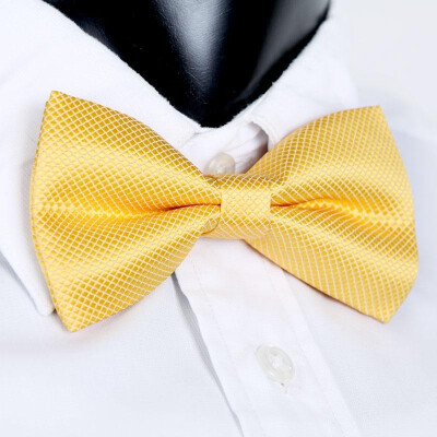 

Fashion Mens Tuxedo Bowtie Solid Color Neckwear Adjustable Wedding Party Bow Tie Necktie Pre-Tie Yellow