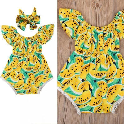 

Newborn Baby Kids Girl Watermelon Print Romper Jumpsuit Bodysuit Summer Clothes Outfit
