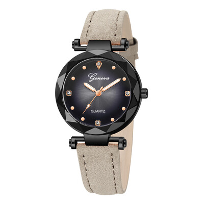 

RM New Fashion Geneva Women Leather Band Stainless Steel Quartz Analog Wrist Watch