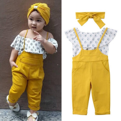 

Toddler Baby Girl Kids Off Shoulder TopsLong Leggings Summer Clothes Set