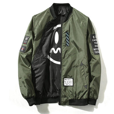 

SUNSIOM Mens Reversible Baseball Bomber Flight Jackets Coats Stand Collars Top