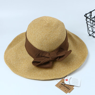 

Korean version Japanese straw hat foldable Sun Lis same bow fisherman hat students travel papyrus straw hat tide