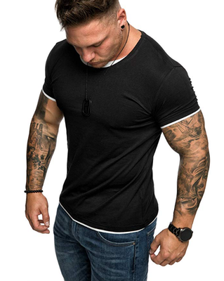 

SUNSIOM Men Gym Tight Tops T-Shirt Short Sleeve Slim Fit V-Neck Casual Fitness -3XL