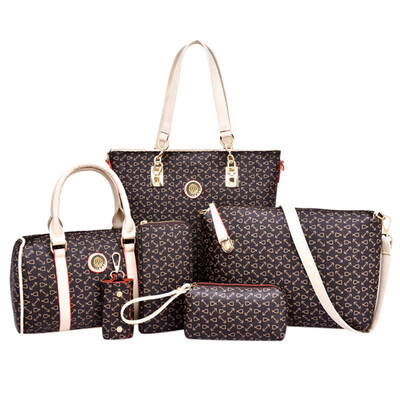 

Tailored Women 2019 new 6PC fashion Shoulder Bag Casual Handbag Wallet Key Bag Clutch Bag
