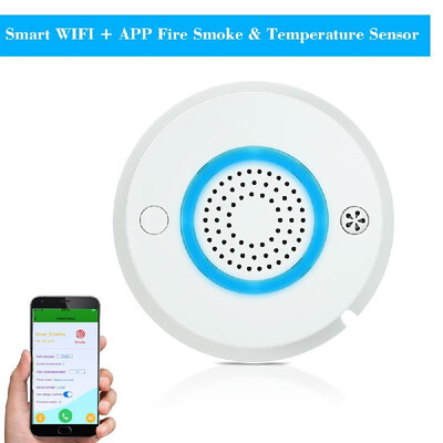 

Smart WIFI APP Fire Smoke & Temperature Sensor Smart 2 in 1 Wireless Smoke Temperature Detector Alarm APP Remote Control Home Se