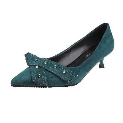 

Small fresh high heels woman spring Korean version of sharp rivets fine heels single shoes girls work shoes
