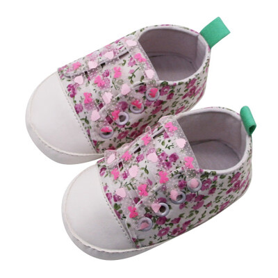 

Baby Shoes Baby Girls Breathable Floral Print Anti-Slip Shoes Canvas Sneakers Soft Soled First Walkers