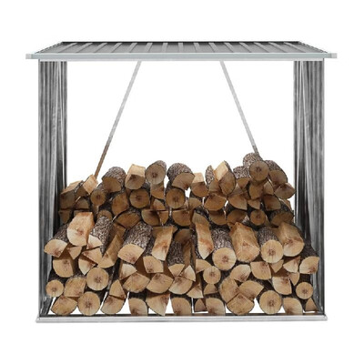 

Garden Log Storage Shed Galvanized Steel 642"x327x606 Gray