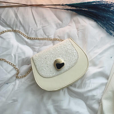 

New small bag female 2019 new Korean fashion sequins girl small bag Hong Kong wind single shoulder chain saddle bag
