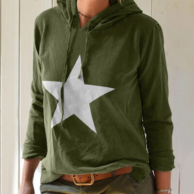 

Roseonmyhand Autumn Womens Loose Fashion Large Size Leisure Printed Long Sleeve Hat Guard