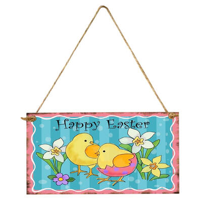 

Happy Easter Wood Hanging Plaque Home Decorative Sign Festival Ornaments