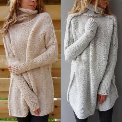 

Women Casual Long Sleeve Knitted Pullover Loose Sweater Jumper Tops Knitwear