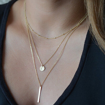 

Bohemian Gold Color Multi Layer Moon Pendant Necklace For Women Long Chain Sequined Choker Collar Necklace Fashion Jewelry Gift