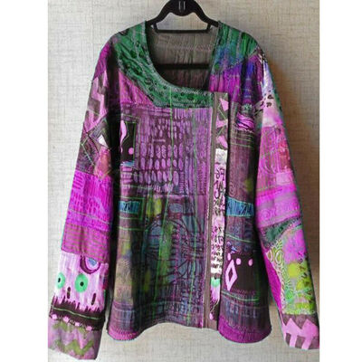 

Womens Ethnic Style Tops Blouse Ladies Long Sleeve U Neck Casual Plus Size S5XL