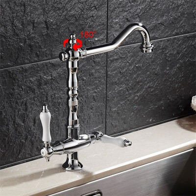 

Kitchen Chrome Sink Taps Basin Mixer Tap Bridge Ceramic Levers Faucet