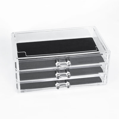 

Kensuka Makeup Case Transparent Acrylic Multifunctional Bathroom Washing Storage Box 3 Layers Large Drawer