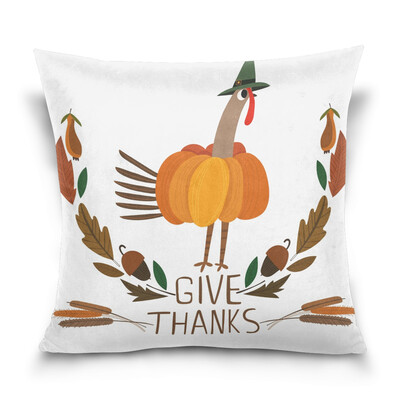

ALAZA Thanksgiving Throw Pillow Cover 16 X 16 inch Cushion Cover with Turkey With Pumpkin Printed Pillowcase