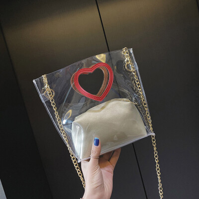 

Tailored Fashion Lady Transparent Love Wild Shoulder Bag Messenger Bag Clutch Bag