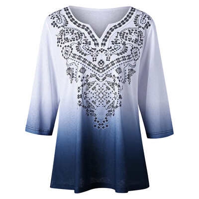 

V Neck Ombre Plus Size Top