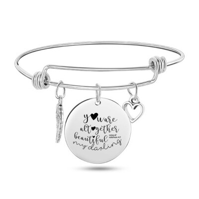 

Fashion Titanium Steel Christian Bibl Wing Love Necer Fails Bracelets Jewelry
