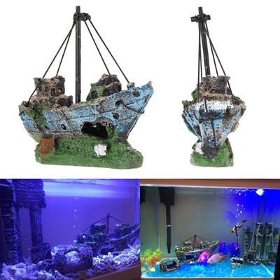 

Siaonvr Ship Boat View Aquarium Rockery Hiding Cave Tree Fish Tank Ornament Decoration