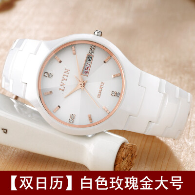 

Green white ceramic watches female fashion waterproof students Korean version of simple ladies lovers gift quartz watches