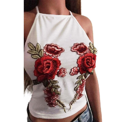 

Women Camisole Top Floral Embroidery Sleeveless Adjustable Spaghetti Strap Sexy Tee Tank Top