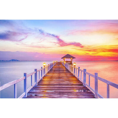 

5D DIY Full Drill Diamond Painting Sunset Boardwalk Cross Stitch Embroidery