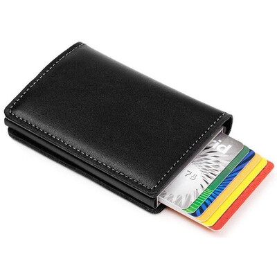 

Mens Leather ID Credit Card Holder RFID Protector Money Wallet Clip Card Case