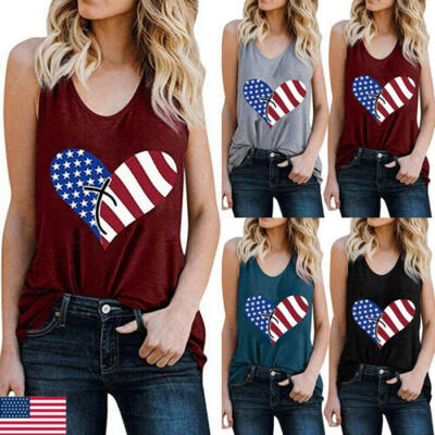 

Summer Women Loose Sleeveless Love Heart Vest T Shirt Blouse Boho Tops Shirt