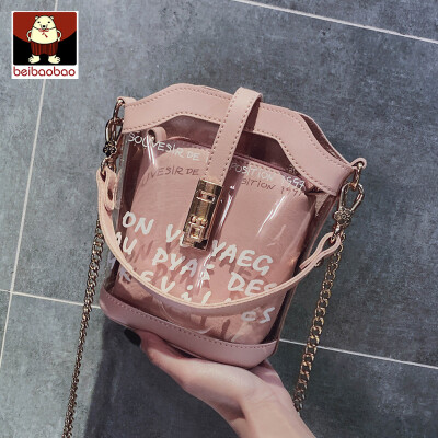 

Summer transparent small bag woman 2019 new Korean version of jelly chain bag 100 lap shoulder oblique bag tide