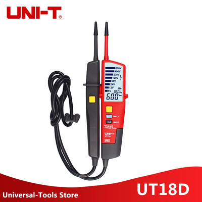 

UNI-T UT18C UT18D Auto Range Voltage Meter Continuity Tester LCDLED Indication Date Hold RCD Test No Battery Detection Detector