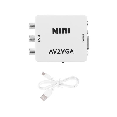 

AV to VGA Adapter 1080P HD Mini VGA Converter ABS Shell Video Converter for STBComputer White