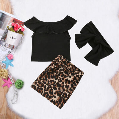 

Kids Baby Girl Leopard print Outfits Clothes Tank TopsSheath Dress Skirt Set UK