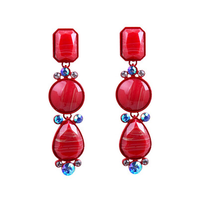 

New Mode Style Hot Sale Precious Stone Earrings For Women Trendy Vintage Geometric Statement Drop Earrings Wholesale Gift