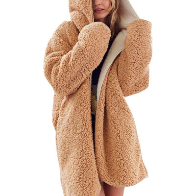 

Fashion New Plush Double-faced Warm Coat Contrast Color Hooded With Pocket Jacket Black