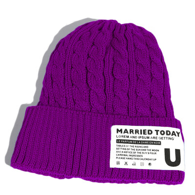 

Ladies wool hats in autumn&winter Korean version of Joker knit hat student couples plus velvet padded warm cold hat mens tide
