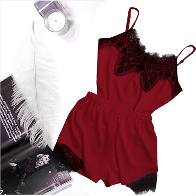 

〖Follure〗Womens Sexy Satin Sling Sleepwear Lingerie Lace Nightdress Underwear Set