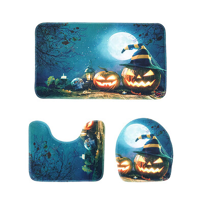 

〖Follure〗Halloween Pumpkin Series Toilet Floor Mat Exquisite Print Three-Piece Toilet Mat