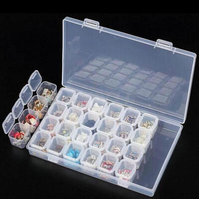 

Fashion 28 Slots Plastic Nail Art Tools Jewelry Beads Storage Box Case Organizer Color Clear