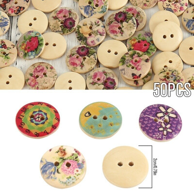 

50pcs Mixed 2 Holes Wood Sewing Buttons Scrapbooking DIY Tools 20mm