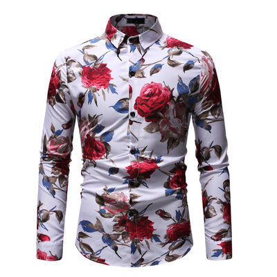 

Fashion Mens Luxury Floral Stylish Slim Fit Long Sleeve Casual Dress Shirt Tops