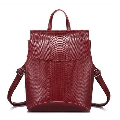 

REALER women backpack split leather school bag for girls teenagers multifunctional travel backpack ladies embossing shoulder bag