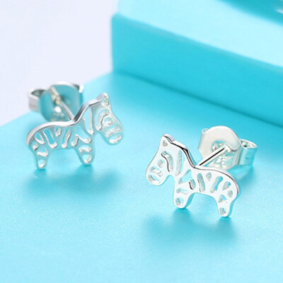 

Post Hollow Jewelry Supplies Style Earrings Silver Funny Latest Newest Earrings Zebra Post Stud Animal Earrings