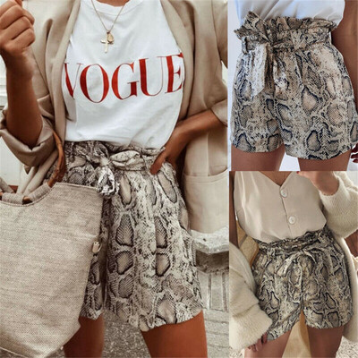 

Women Snake High Waist Tie Belt Dungaree Shorts Ladies Summer Trousers Hot Pant