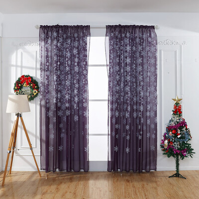 

〖Follure〗1PCS Christmas Snowflake Curtain Tulle Window Treatment Voile Drape Valance