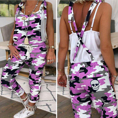 

Womens Casual Loose Leopard Print Jumpsuit Dungarees Playsuit Trousers Overalls