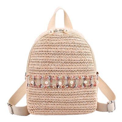 

Summer Straw Beach Backpack Rattan Women Lady Fashion Travel Shoulder Bags