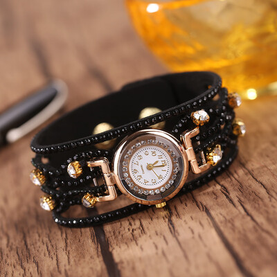 

Korean fashion womens fashion watch hot Korean velvet diamond winding ladies bracelet quartz watch